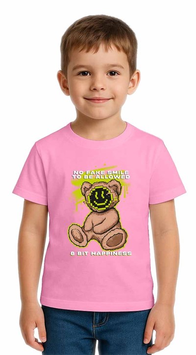 Unisex Ayıcık Bear Baskılı Çocuk Tişört pamuklu penye kumaş