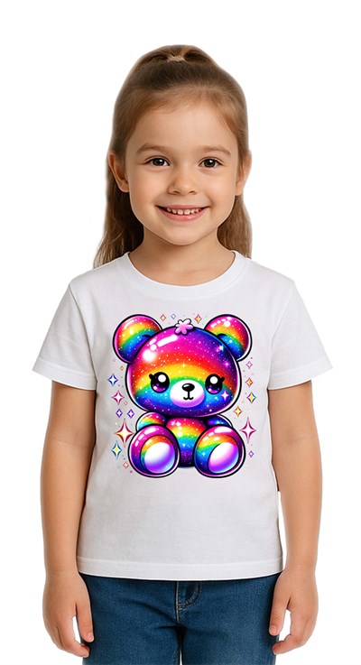 Unisex Ayıcık Bear Baskılı Çocuk Tişört pamuklu penye kumaş