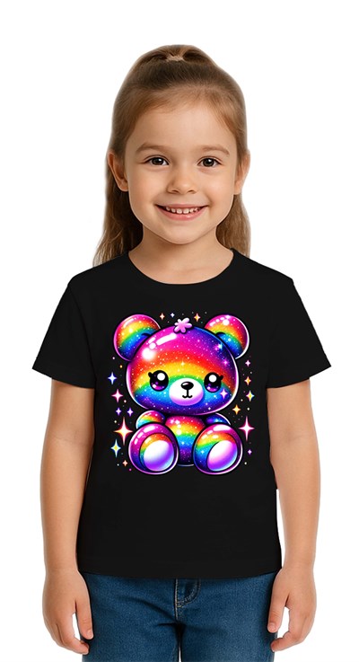 Unisex Ayıcık Bear Baskılı Çocuk Tişört pamuklu penye kumaş