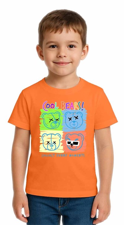Unisex Ayıcık Bear Baskılı Çocuk Tişört pamuklu penye kumaş