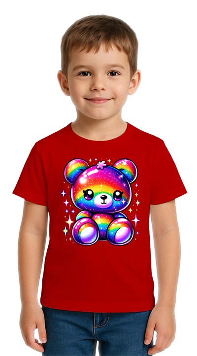Unisex Ayıcık Bear Baskılı Çocuk Tişört pamuklu penye kumaş