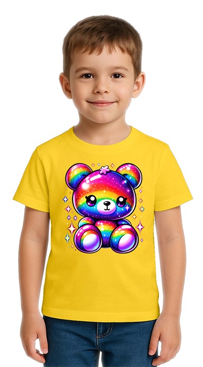 Unisex Ayıcık Bear Baskılı Çocuk Tişört pamuklu penye kumaş