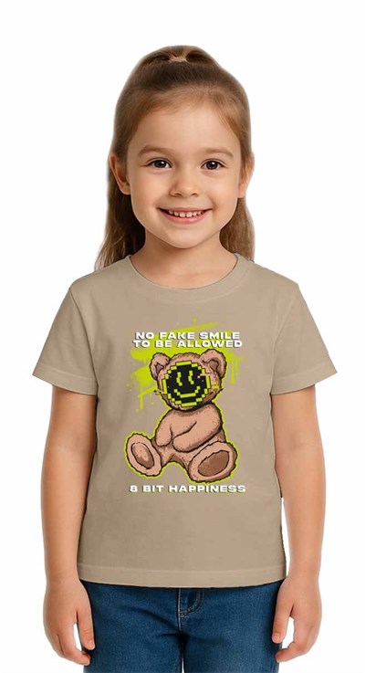 Unisex Ayıcık Bear Baskılı Çocuk Tişört pamuklu penye kumaş