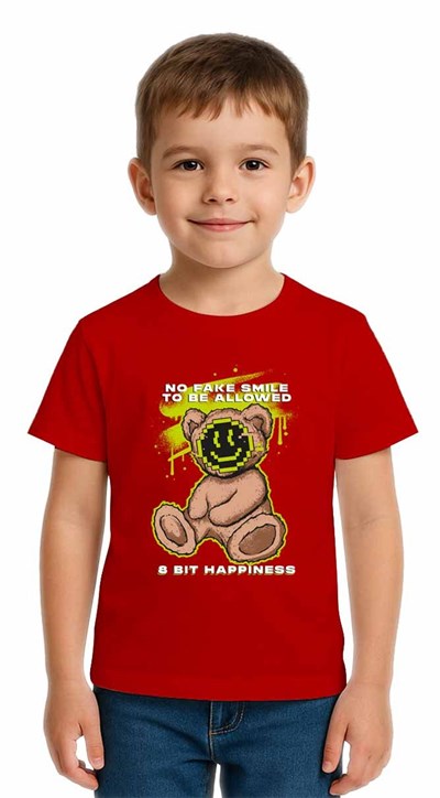 Unisex Ayıcık Bear Baskılı Çocuk Tişört pamuklu penye kumaş