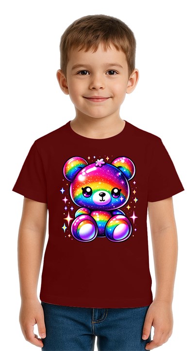 Unisex Ayıcık Bear Baskılı Çocuk Tişört pamuklu penye kumaş