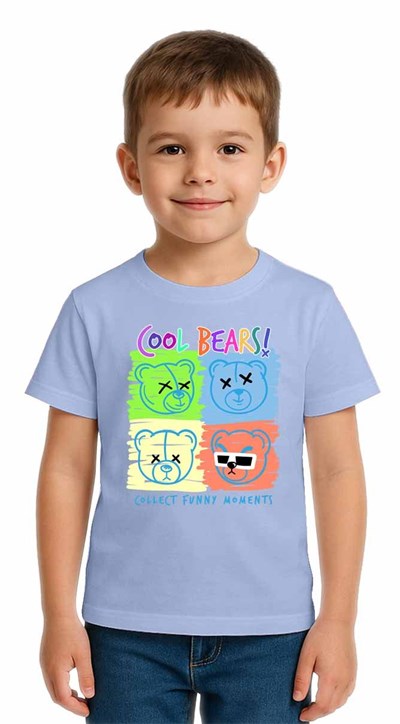 Unisex Ayıcık Bear Baskılı Çocuk Tişört pamuklu penye kumaş