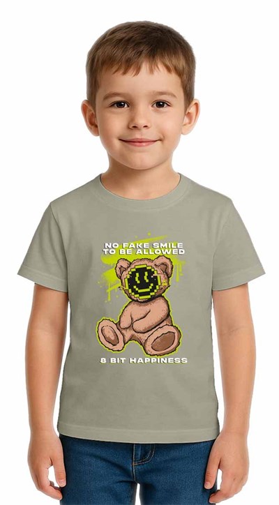 Unisex Ayıcık Bear Baskılı Çocuk Tişört pamuklu penye kumaş