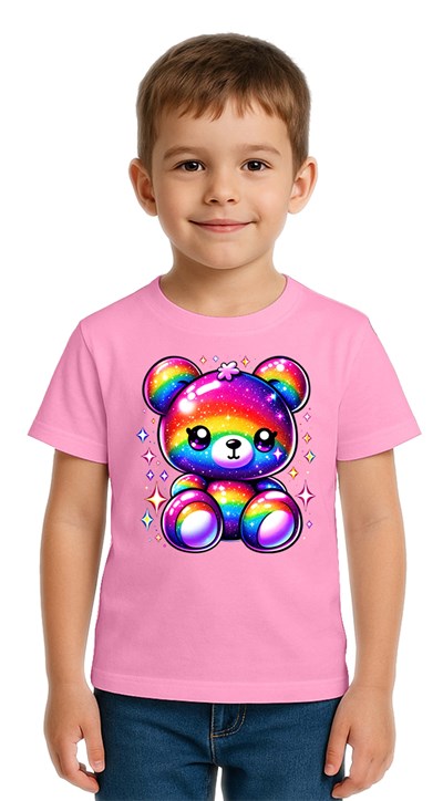 Unisex Ayıcık Bear Baskılı Çocuk Tişört pamuklu penye kumaş