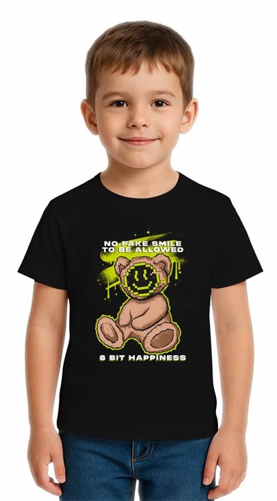 Unisex Ayıcık Bear Baskılı Çocuk Tişört pamuklu penye kumaş