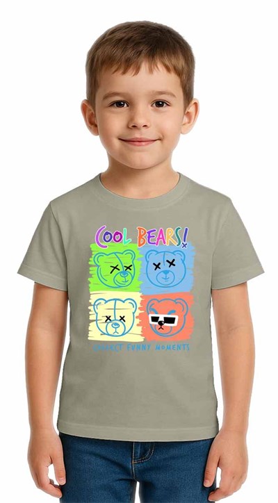 Unisex Ayıcık Bear Baskılı Çocuk Tişört pamuklu penye kumaş