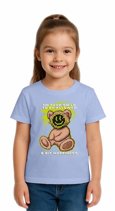 Unisex Ayıcık Bear Baskılı Çocuk Tişört pamuklu penye kumaş
