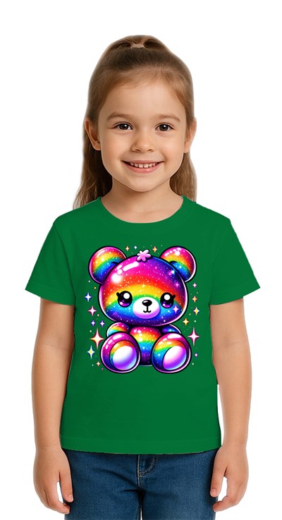 Unisex Ayıcık Bear Baskılı Çocuk Tişört pamuklu penye kumaş