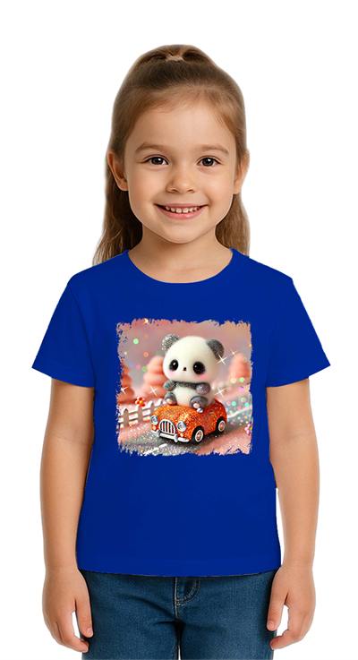 Unisex Ayıcık Panda baskılı Çocuk Tişört pamuklu penye kumaş