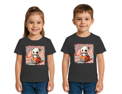 Unisex Ayıcık Panda baskılı Çocuk Tişört pamuklu penye kumaş