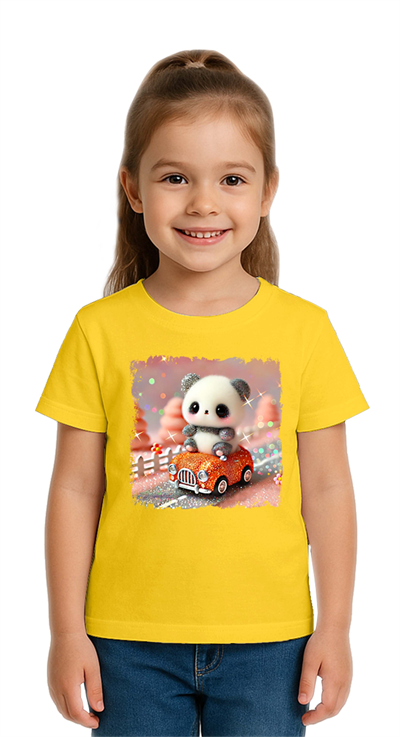 Unisex Ayıcık Panda baskılı Çocuk Tişört pamuklu penye kumaş