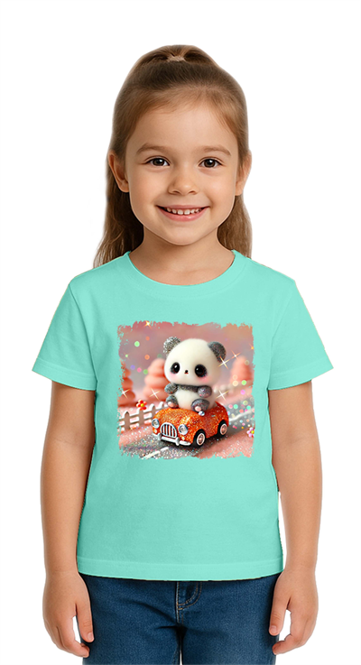 Unisex Ayıcık Panda baskılı Çocuk Tişört pamuklu penye kumaş