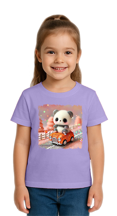 Unisex Ayıcık Panda baskılı Çocuk Tişört pamuklu penye kumaş