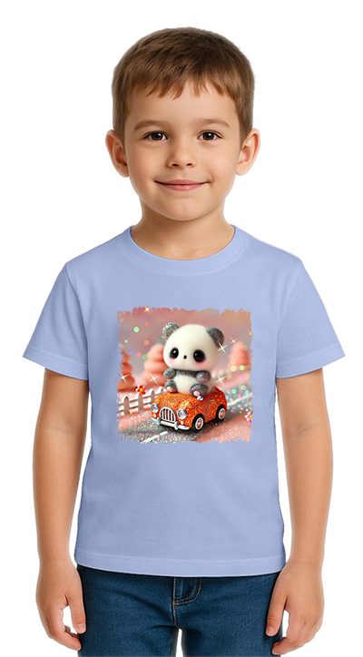 Unisex Ayıcık Panda baskılı Çocuk Tişört pamuklu penye kumaş