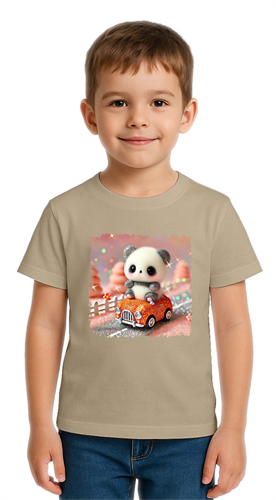 Unisex Ayıcık Panda baskılı Çocuk Tişört pamuklu penye kumaş