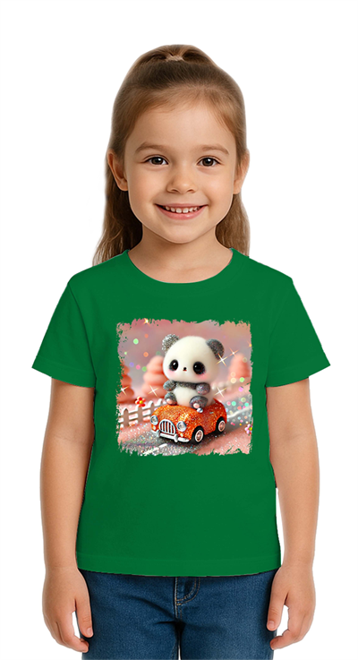 Unisex Ayıcık Panda baskılı Çocuk Tişört pamuklu penye kumaş