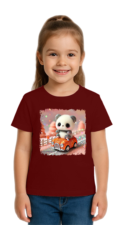Unisex Ayıcık Panda baskılı Çocuk Tişört pamuklu penye kumaş