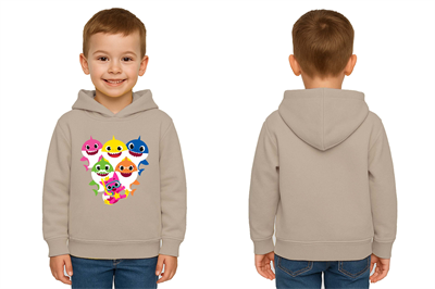Unisex baby shark Baskılı Çocuk Swaetshirt Kapşonlu 3 İplik Şardonlu