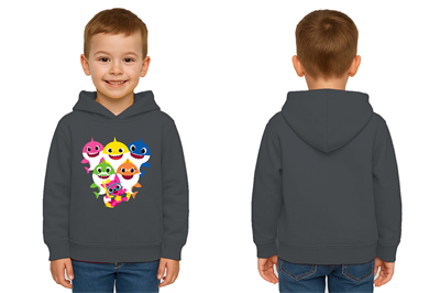 Unisex baby shark Baskılı Çocuk Swaetshirt Kapşonlu 3 İplik Şardonlu