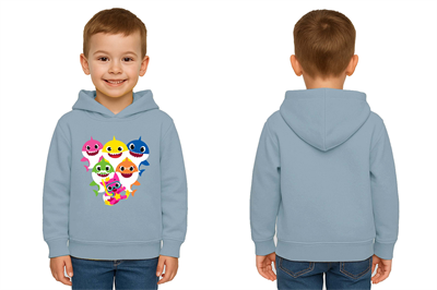Unisex baby shark Baskılı Çocuk Swaetshirt Kapşonlu 3 İplik Şardonlu