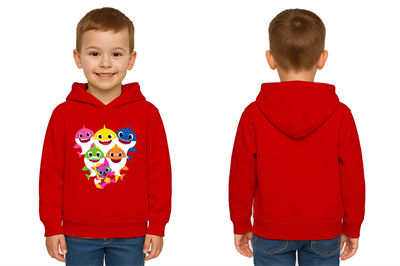 Unisex baby shark Baskılı Çocuk Swaetshirt Kapşonlu 3 İplik Şardonlu