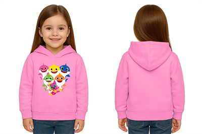 Unisex baby shark Baskılı Çocuk Swaetshirt Kapşonlu 3 İplik Şardonlu