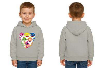 Unisex baby shark Baskılı Çocuk Swaetshirt Kapşonlu 3 İplik Şardonlu