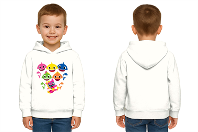 Unisex baby shark Baskılı Çocuk Swaetshirt Kapşonlu 3 İplik Şardonlu