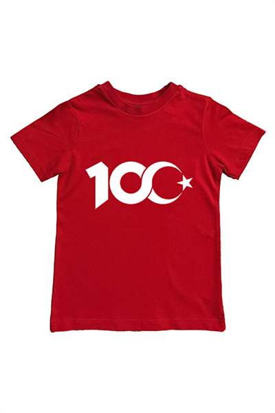 unisex baskılı ay yıldızlı  türk bayrağı pamuklu penye çocuk tişörtü
