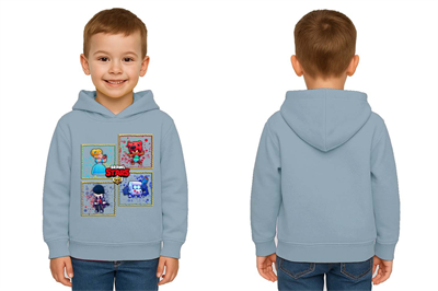 Unisex  Baskılı brawl stars Çocuk Swaetshirt Kapüşonlu 3 İplik Şardonlu
