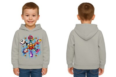 Unisex  Baskılı brawl stars Çocuk Swaetshirt Kapüşonlu 3 İplik Şardonlu