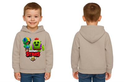 Unisex  Baskılı brawl stars Çocuk Swaetshirt Kapüşonlu 3 İplik Şardonlu