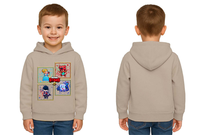 Unisex  Baskılı brawl stars Çocuk Swaetshirt Kapüşonlu 3 İplik Şardonlu