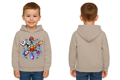 Unisex  Baskılı brawl stars Çocuk Swaetshirt Kapüşonlu 3 İplik Şardonlu
