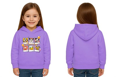 Unisex Baskılı Çocuk Swaetshirt Kapşonlu 3 İplik Şardonlu