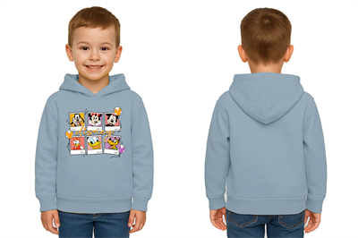 Unisex Baskılı Çocuk Swaetshirt Kapşonlu 3 İplik Şardonlu
