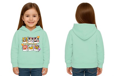Unisex Baskılı Çocuk Swaetshirt Kapşonlu 3 İplik Şardonlu