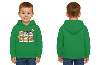 Unisex Baskılı Çocuk Swaetshirt Kapşonlu 3 İplik Şardonlu