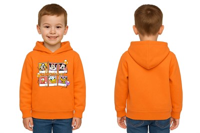 Unisex Baskılı Çocuk Swaetshirt Kapşonlu 3 İplik Şardonlu