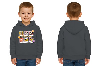 Unisex Baskılı Çocuk Swaetshirt Kapşonlu 3 İplik Şardonlu