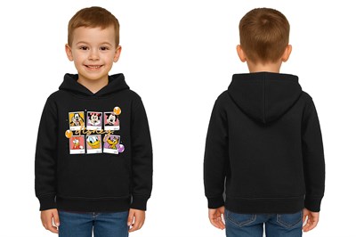 Unisex Baskılı Çocuk Swaetshirt Kapşonlu 3 İplik Şardonlu