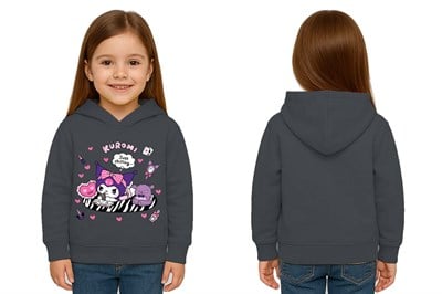 Unisex Baskılı Çocuk Swaetshirt Kapüşonlu 3 İplik Şardonlu Kuromi baskılı