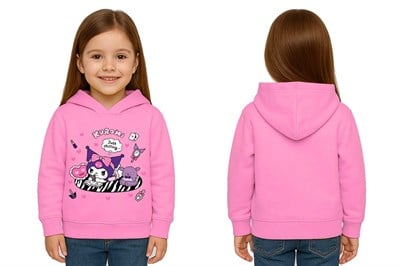 Unisex Baskılı Çocuk Swaetshirt Kapüşonlu 3 İplik Şardonlu Kuromi baskılı