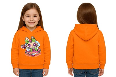 Unisex Baskılı Çocuk Swaetshirt Labubu Baskılı Kapüşonlu 3 İplik Şardonlu