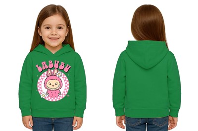 Unisex Baskılı Çocuk Swaetshirt Labubu Baskılı Kapüşonlu 3 İplik Şardonlu