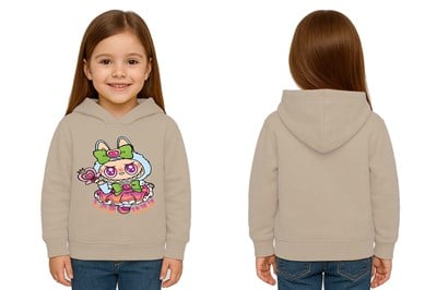Unisex Baskılı Çocuk Swaetshirt Labubu Baskılı Kapüşonlu 3 İplik Şardonlu